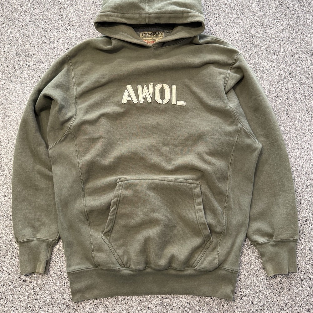 Steve & Barrys Hoodie Mens M Vintage Military Army Green AWOL